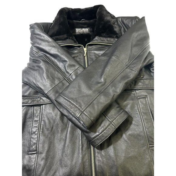 WILSONS LEATHER COAT Womans XL Faux Fur Lined Belted Black - Picture 6 of 16